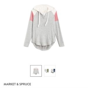 Market and spruce dayana raglan colorblock hooded knit top